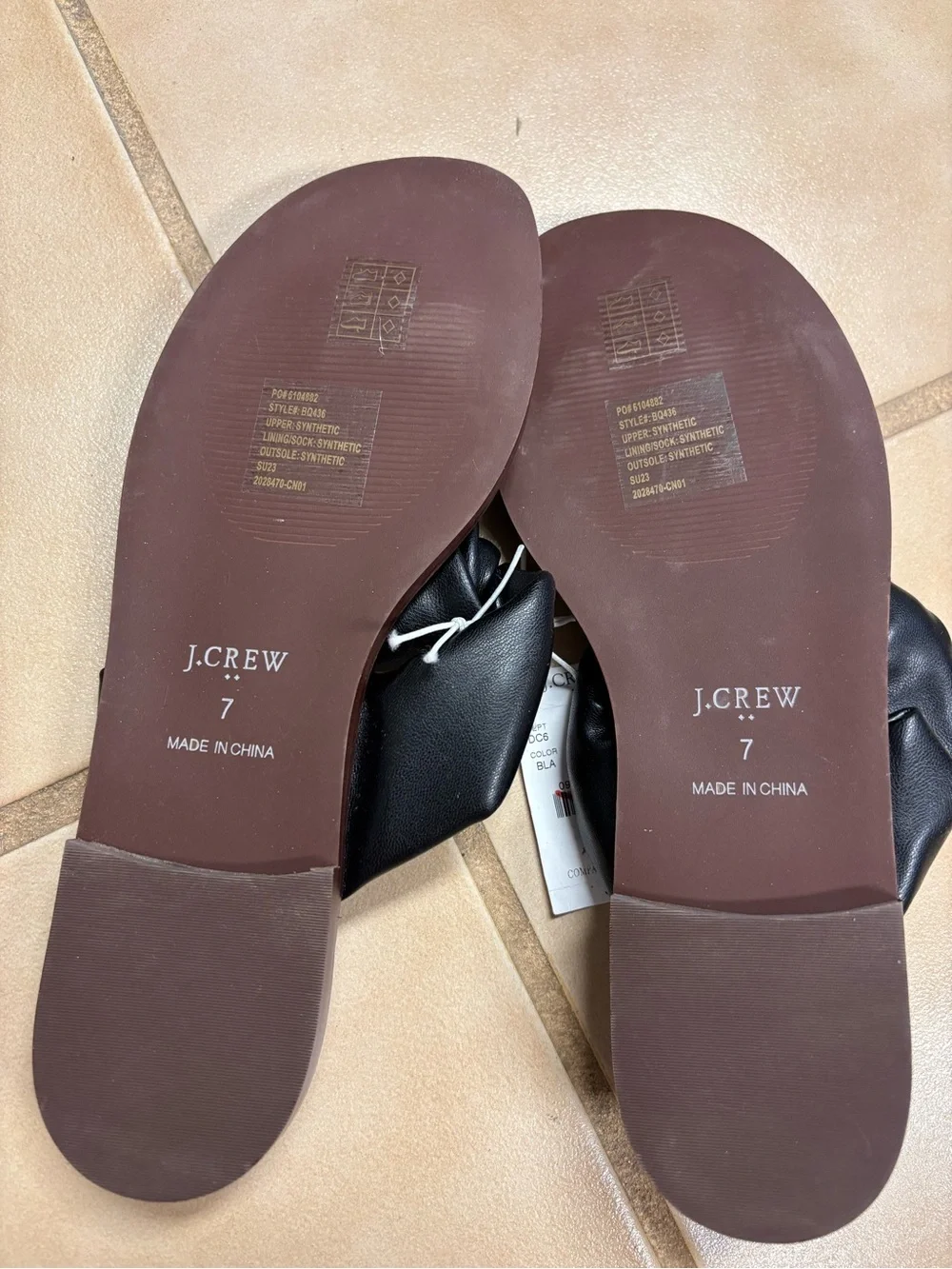 J. Crew Black Knotted Leather Toe-Post Sandals